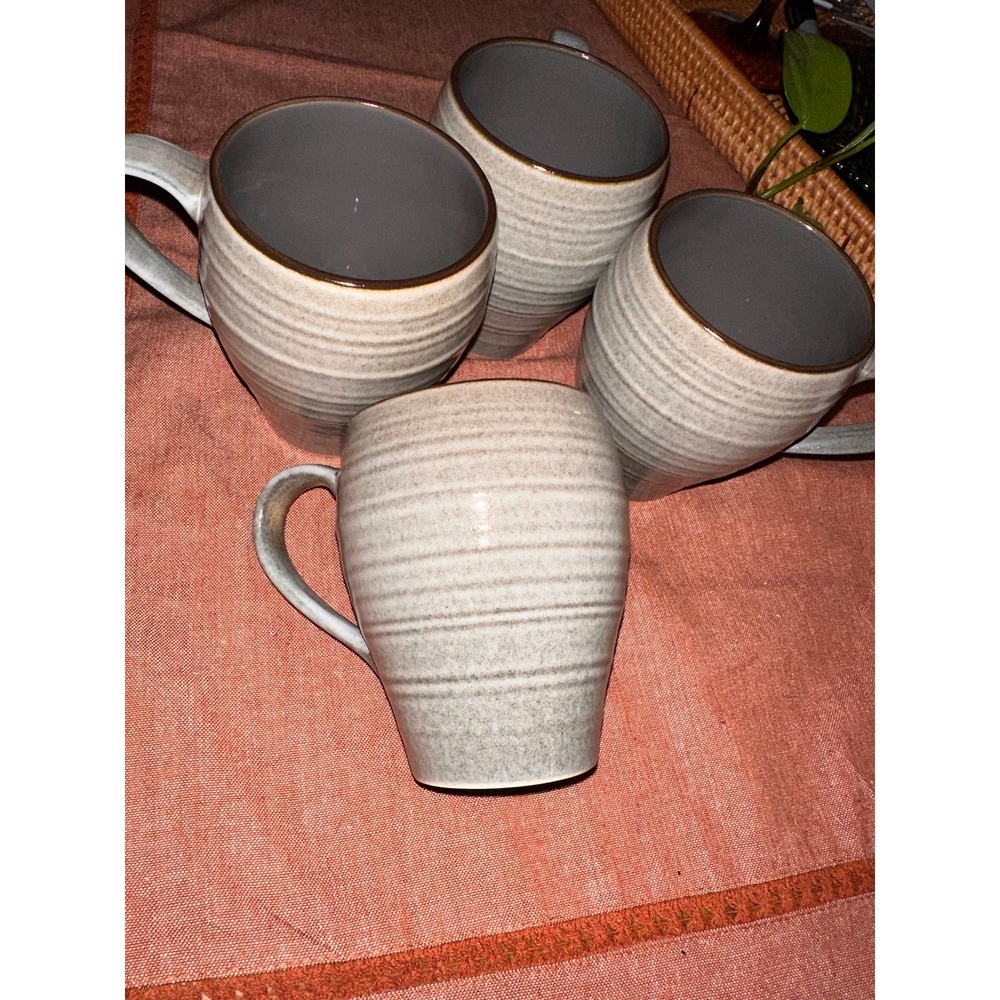 Mikasa Swirl Speckle Graphite Mugs, Set of 4, 16oz Stoneware Cups